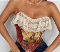 EMBROIDERED LACE FLORAL CORSET TOP